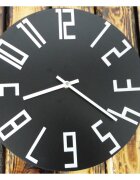Sentop Nowoczesny czarny drewniany zegar ścienny z białymi cyframi - HRNO