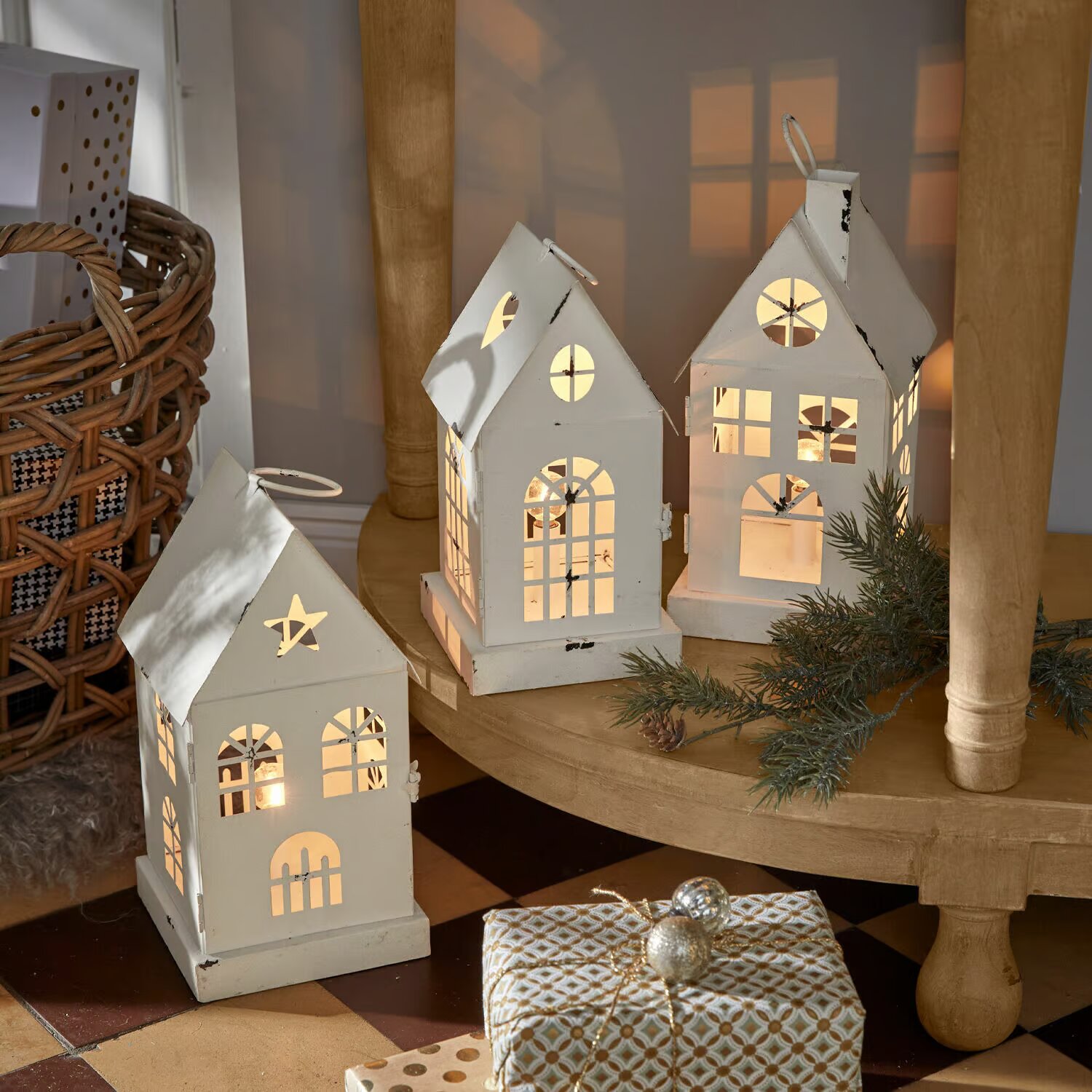 LOBERON Lampion LED zestaw 3 szt. Village