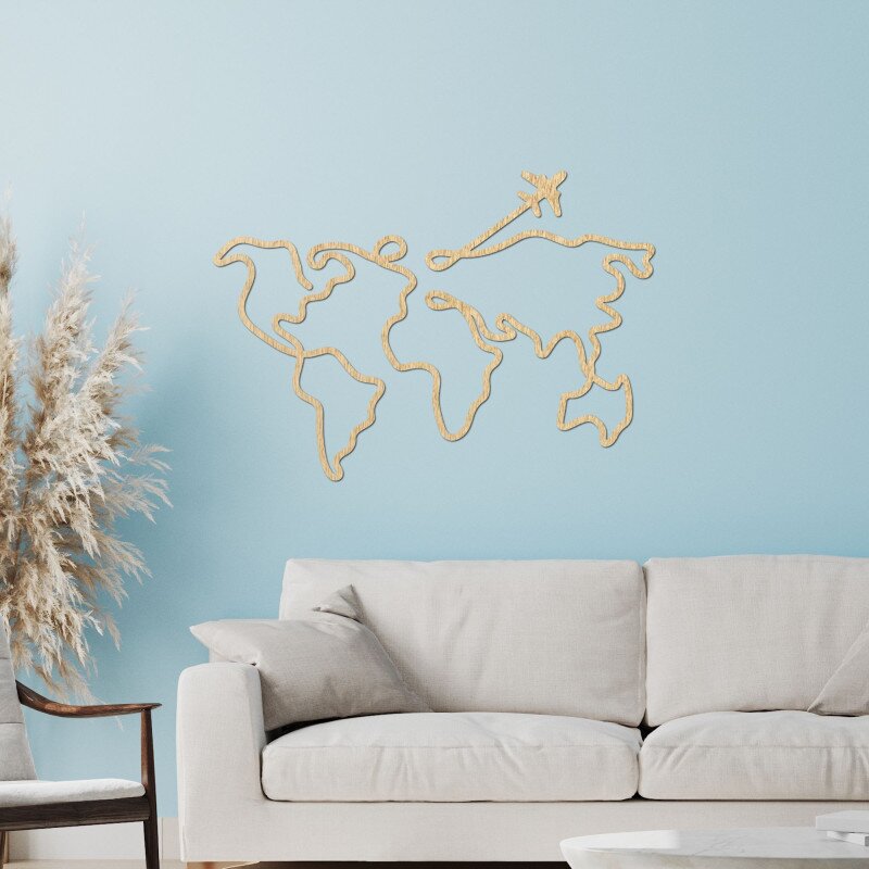 Sentop Designerska drewniana mapa świata na ścianę | WorldLines