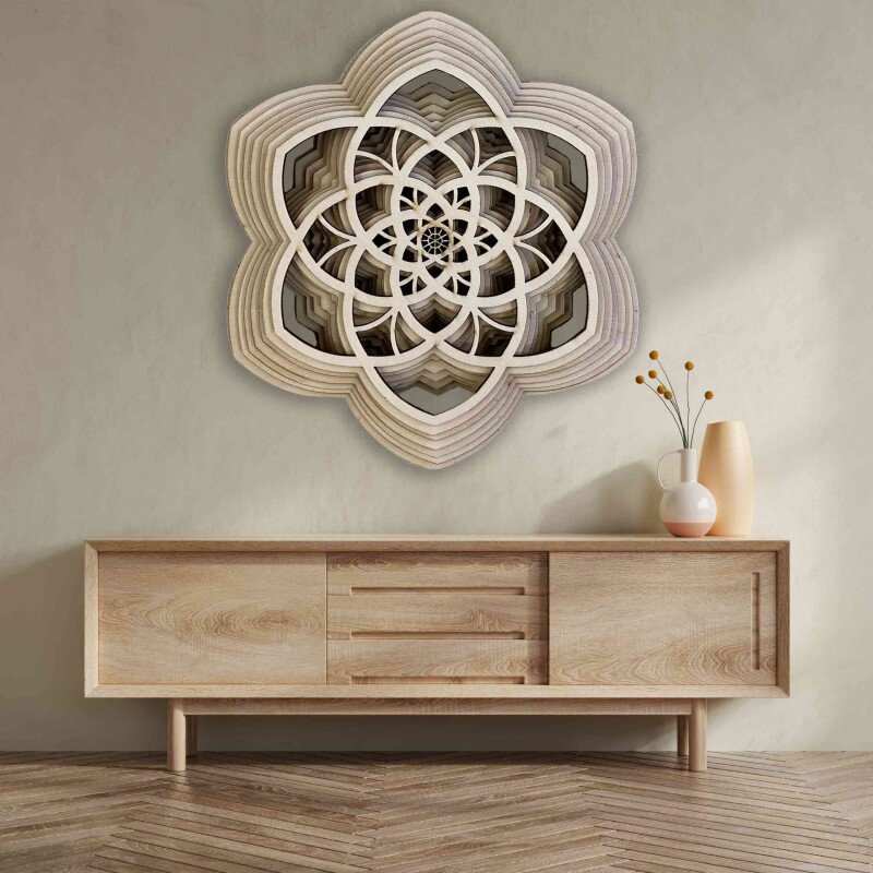 Sentop Drewniana mandala Harmonia wykonana z kilku warstw o wymiarach do 90 x 100 cm