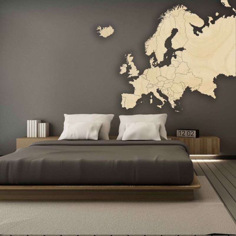 Sentop Drewniana mapa na ścianie Europy |