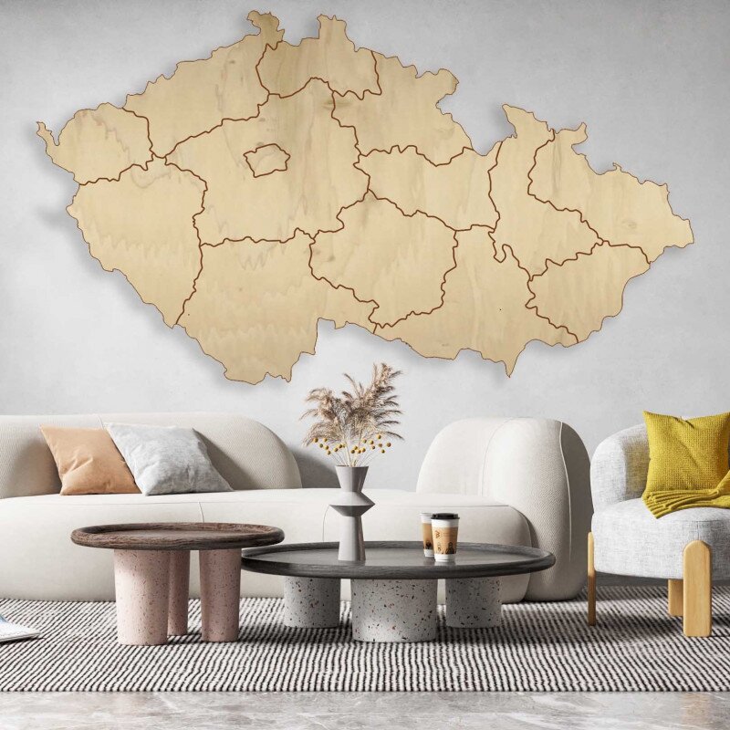 Sentop Drewniana mapa ścienna Czech | 14 elementów
