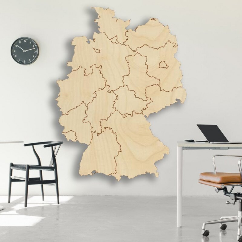 Sentop Drewniana mapa ścienna Niemiec - 16 elementów | DOUU