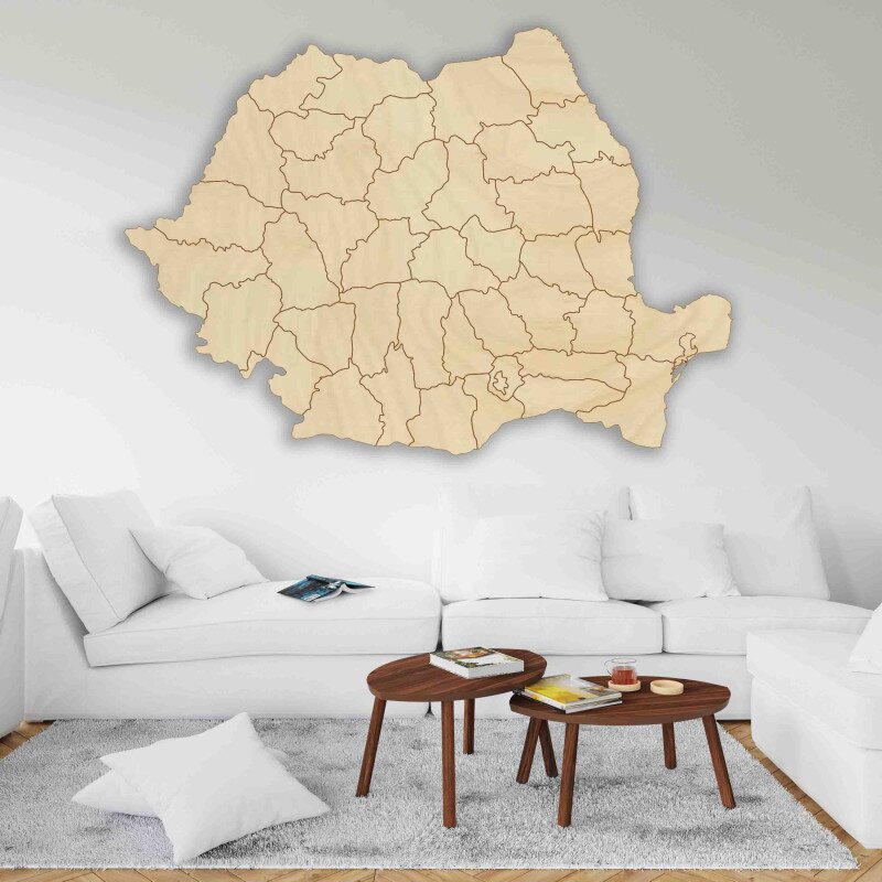 Sentop Drewniana mapa ścienna Romania - ROMA