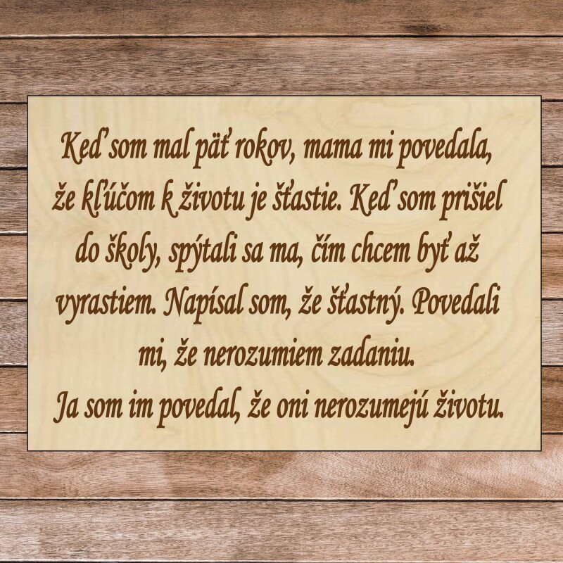 Sentop Drewniany napis z tekstem - Klucz do życia |