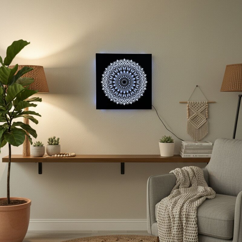 Sentop Drewniany obraz LED Mandala – podświetlana mandala | BAKE