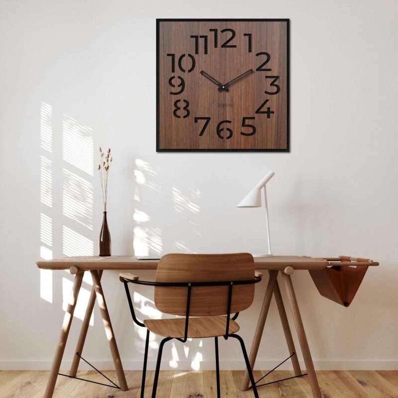 Sentop Drewniany zegar ścienny - | HDFK024 | orzech wenge