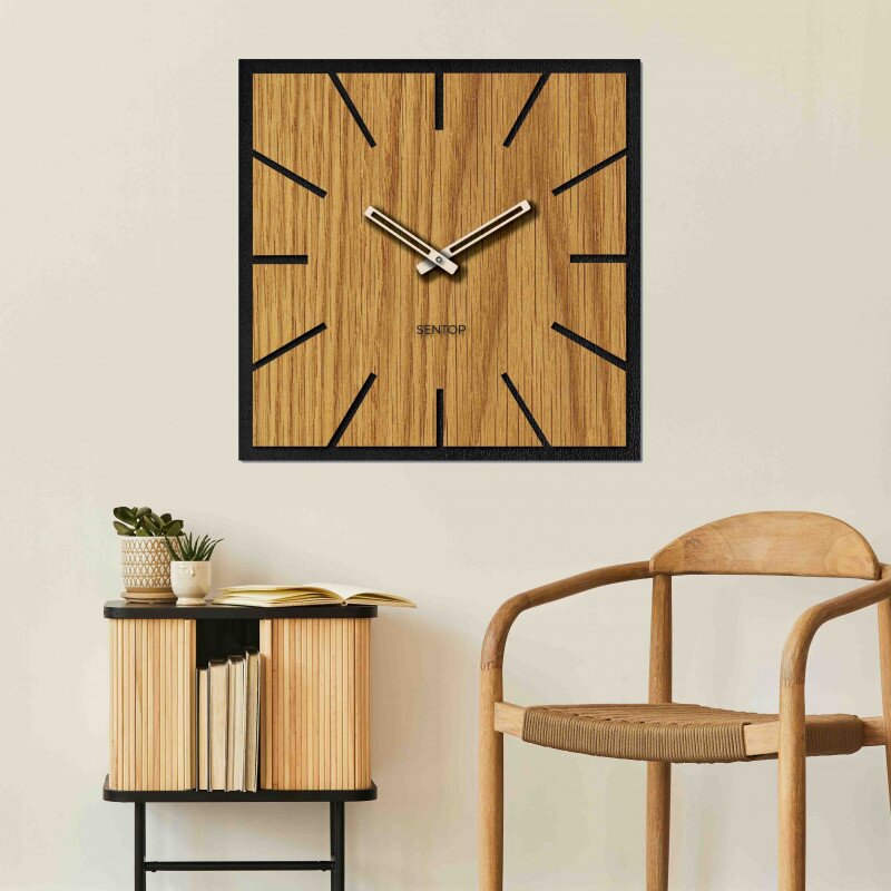Sentop Duży zegar ścienny DĄB - 30 - 50 cm | AKIL