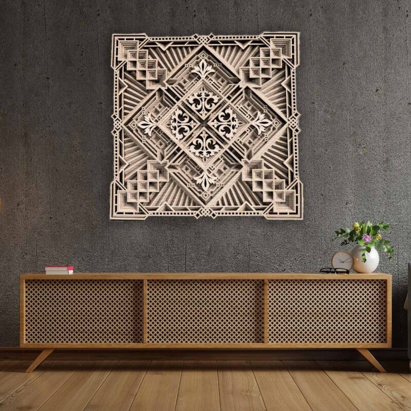 Sentop Ekskluzywny obraz ścienny mandala 3D kwadrat - KREJDER