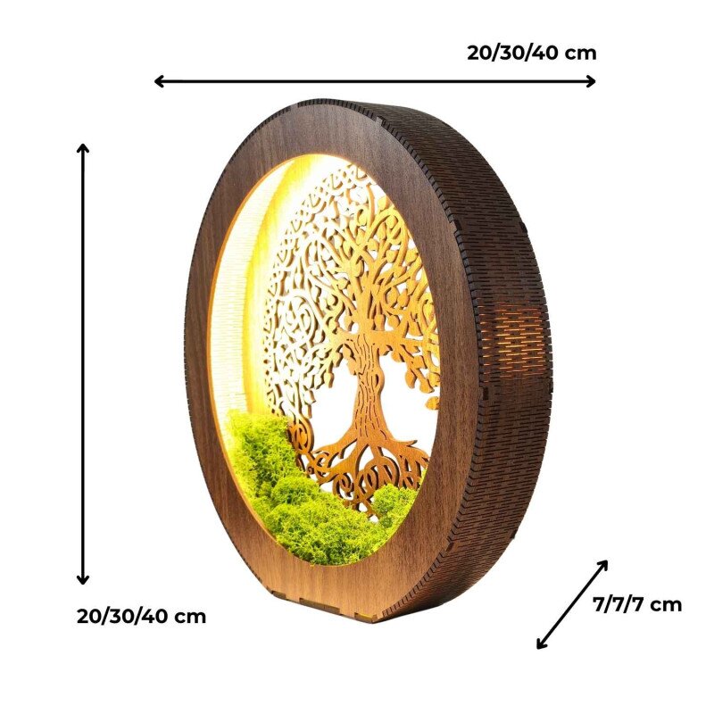 Sentop Lampa LED Drzewo Życia z drewna i mchu | ZIVENA