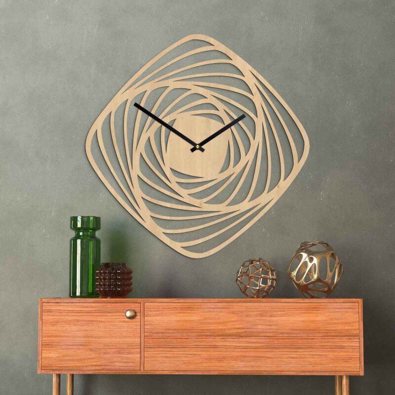 Sentop Nowoczesny drewniany zegar ścienny | SPIRAL