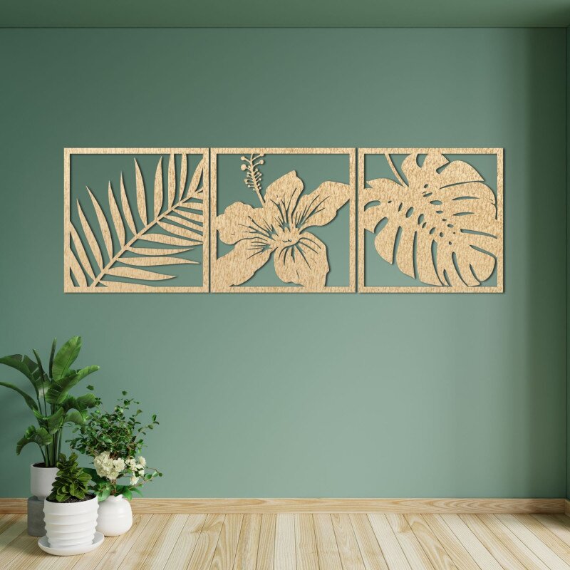 Sentop Obraz liść monstera kwiat hibiskus liść palmy - NARUTAL