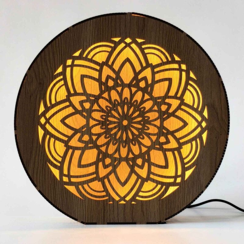 Sentop Ściemnialna drewniana lampa Mandala | HEARF