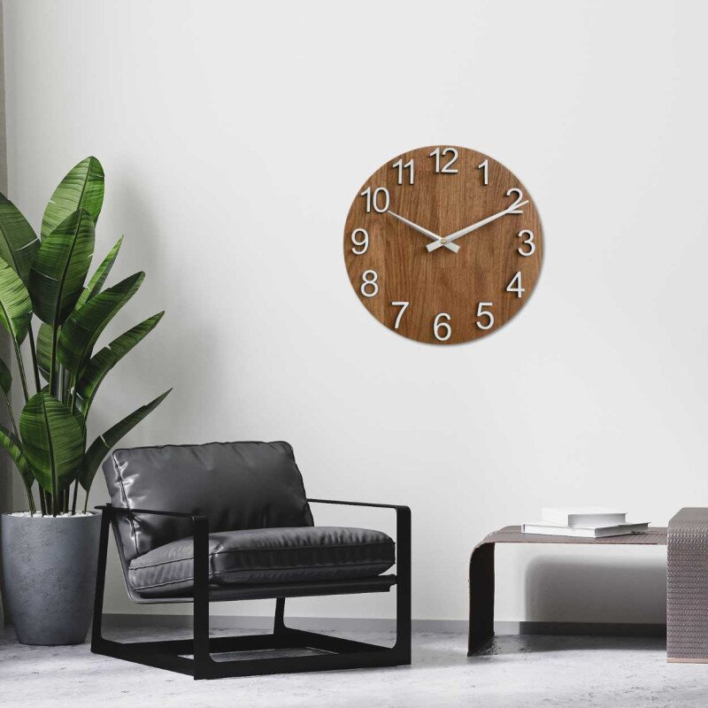Sentop Zegar ścienny dębowy z cyframi arabskimi | DOMODRA