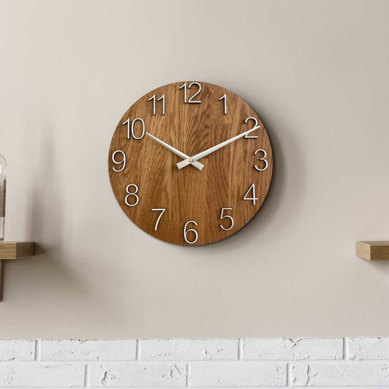 Sentop Zegar ścienny z litego dębu minimalistyczny design | UNITARIY
