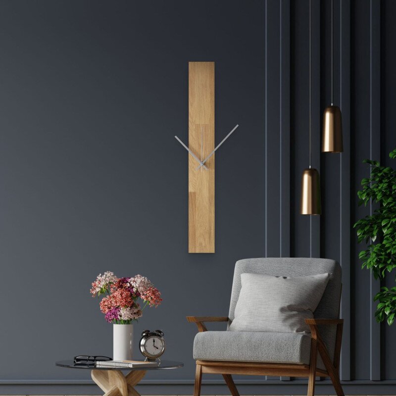 Sentop Zegar ścienny z litego drewna – nowoczesny minimalistyczny design – OSMAN