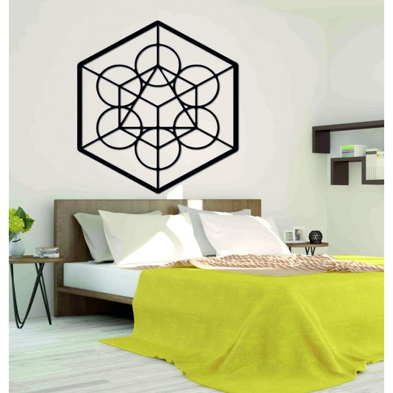 Stylesa Drewniany obraz geometryczny na ścianie żniwa