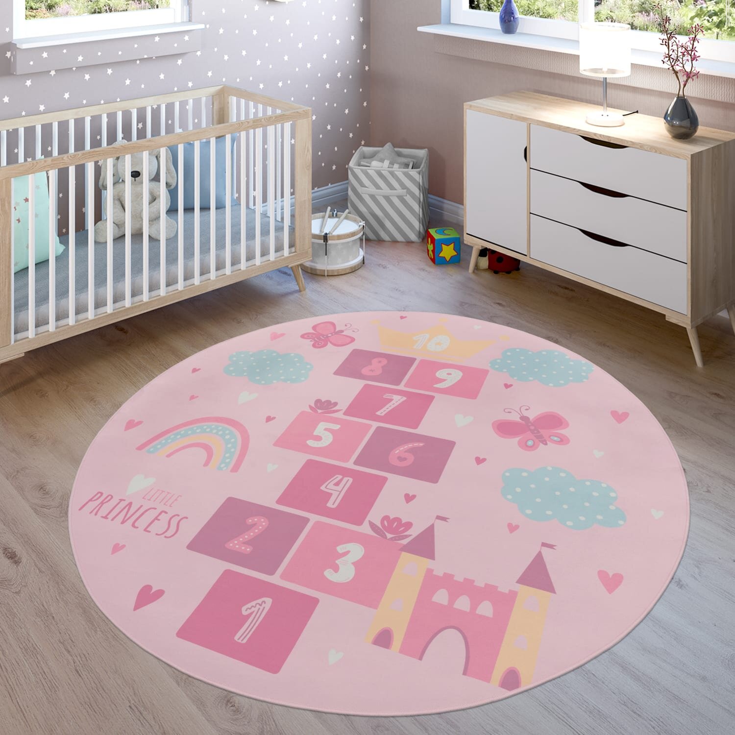 teppich.pl Dywan dla dzieci Bini różowy 160 cm okrągły