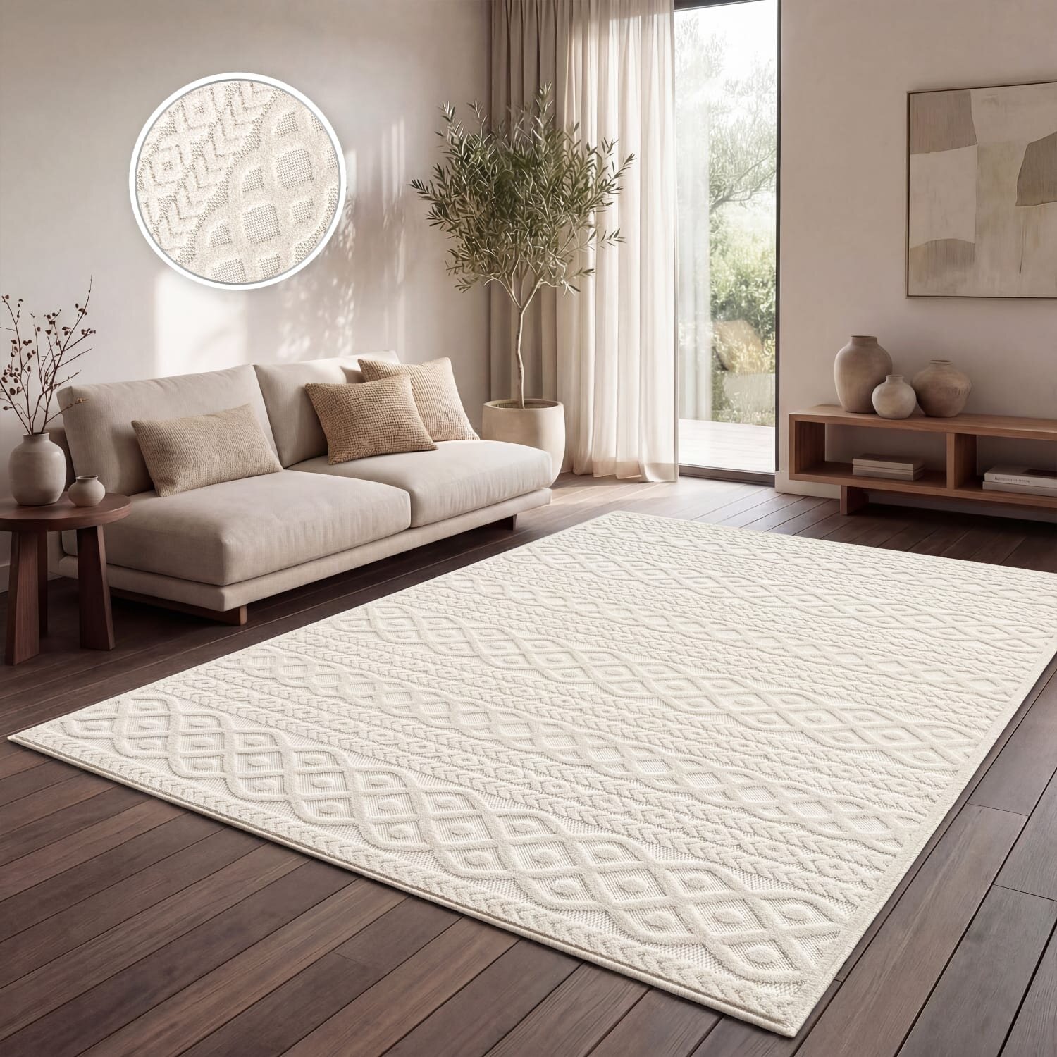 teppich.pl Dywan wewnętrzny i zewnętrzny Cotara krem 240x340 cm