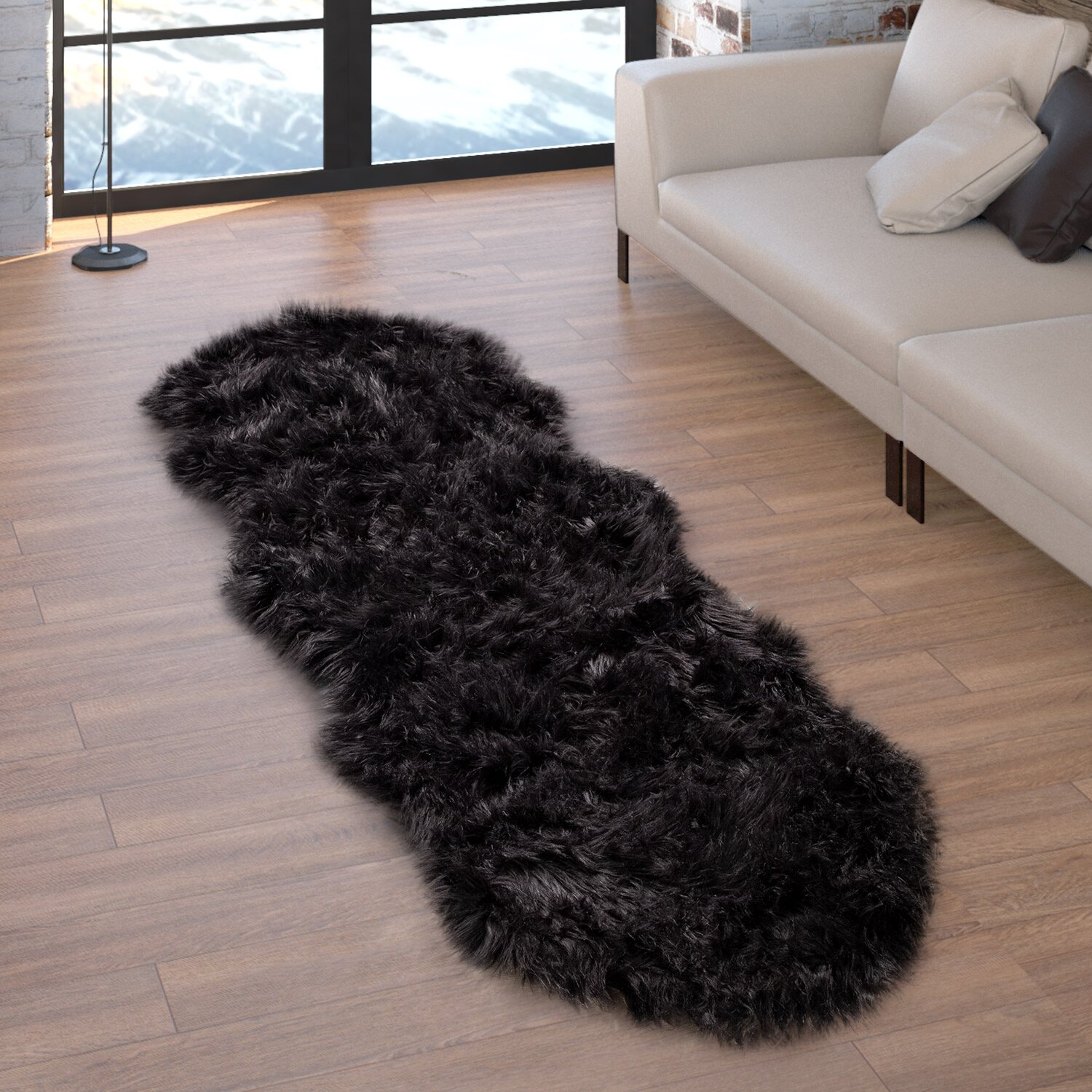 teppich.pl Dywan z wysokim włosiem Playara czarny 30 cm okrągły