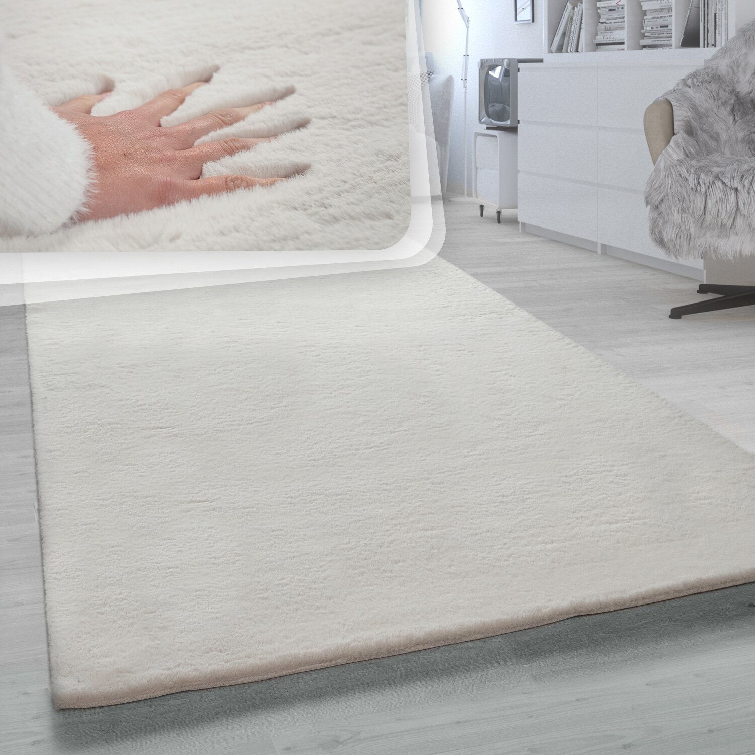 teppich.pl Dywanik futrzany Fluffy krem 160x230 cm