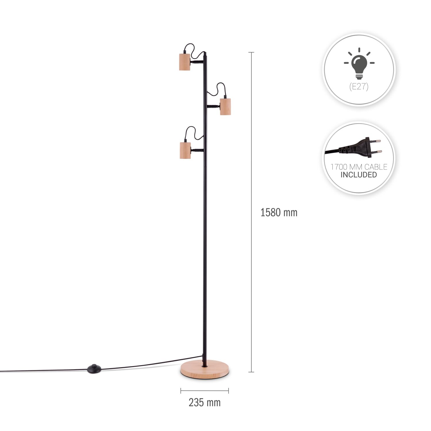 teppich.pl Lampa stojąca Orim brązowy