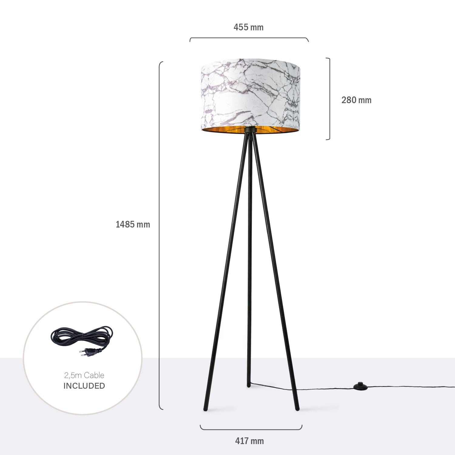 teppich.pl Lampa stojąca Rica złoto