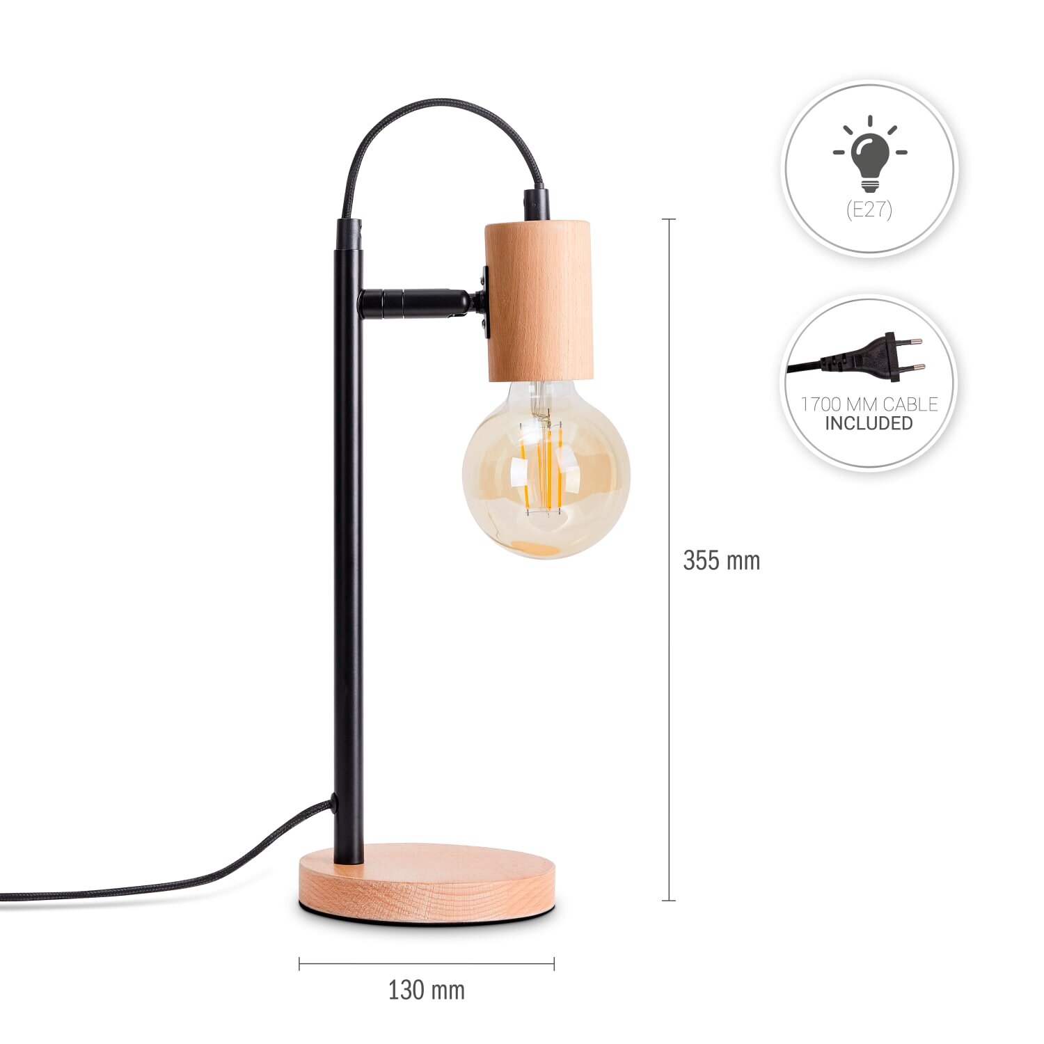 teppich.pl Lampa stołowa Orim brązowy