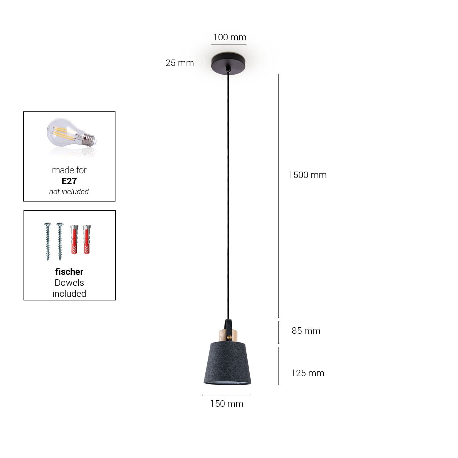 teppich.pl Lampa wisząca Diaz ciemnoszary