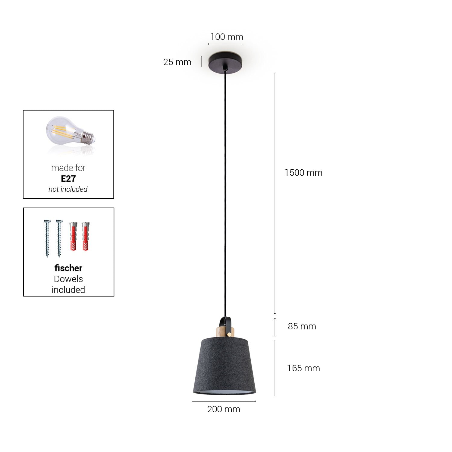 teppich.pl Lampa wisząca Diaz ciemnoszary