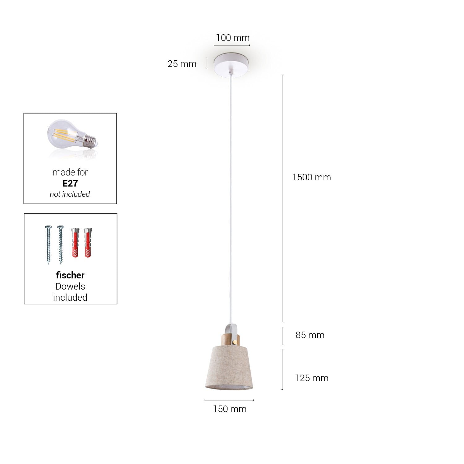 teppich.pl Lampa wisząca Diaz kremowobiały