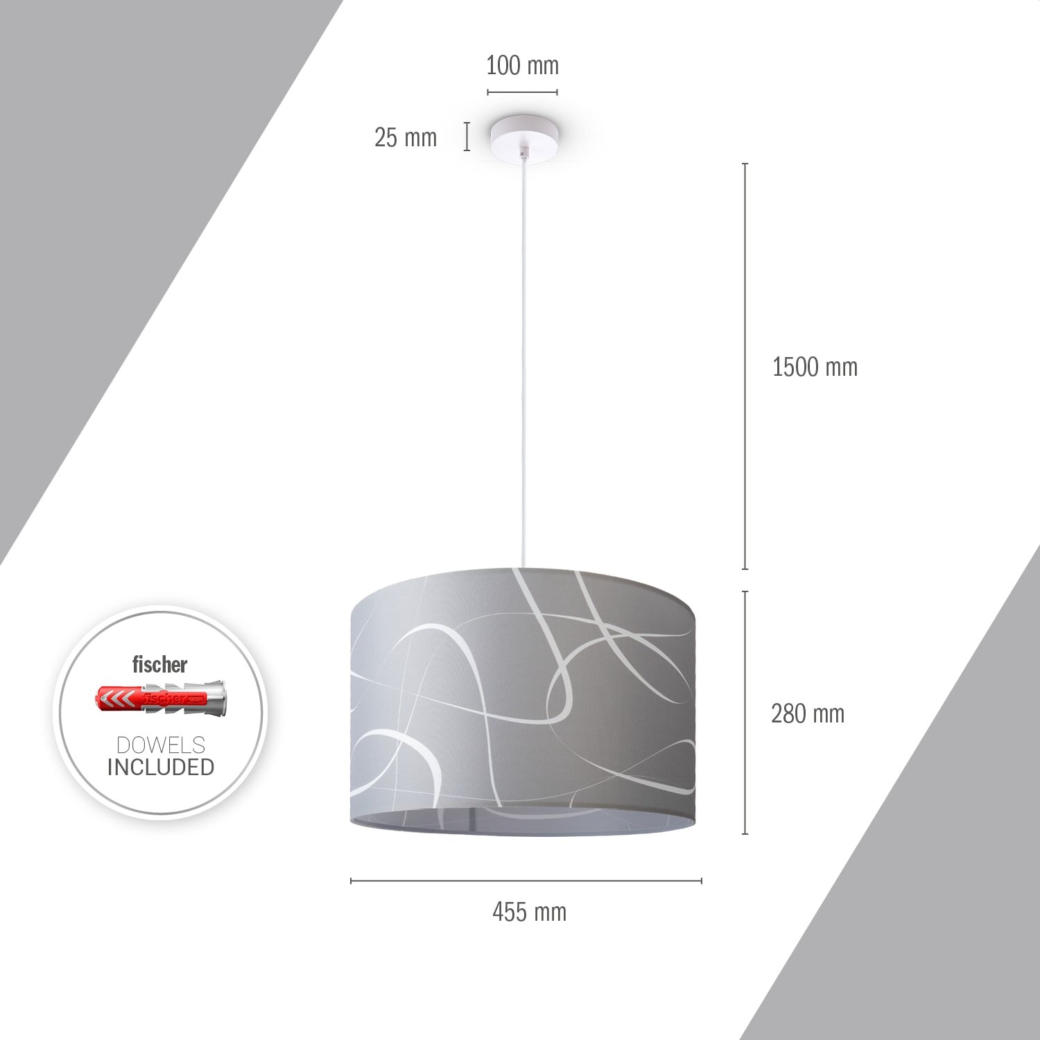 teppich.pl Lampa wisząca Glow jasnoszary