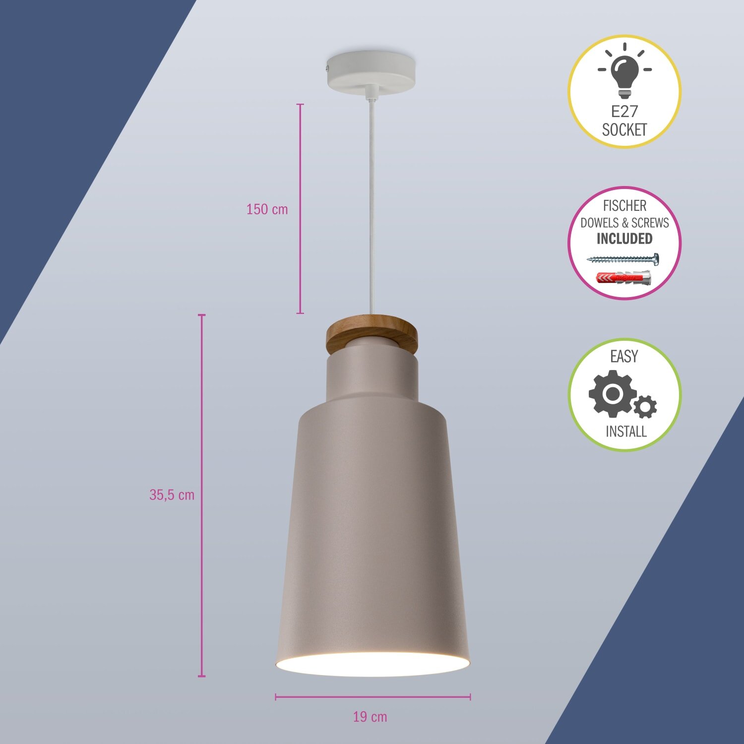 teppich.pl Lampa wisząca Jace biały