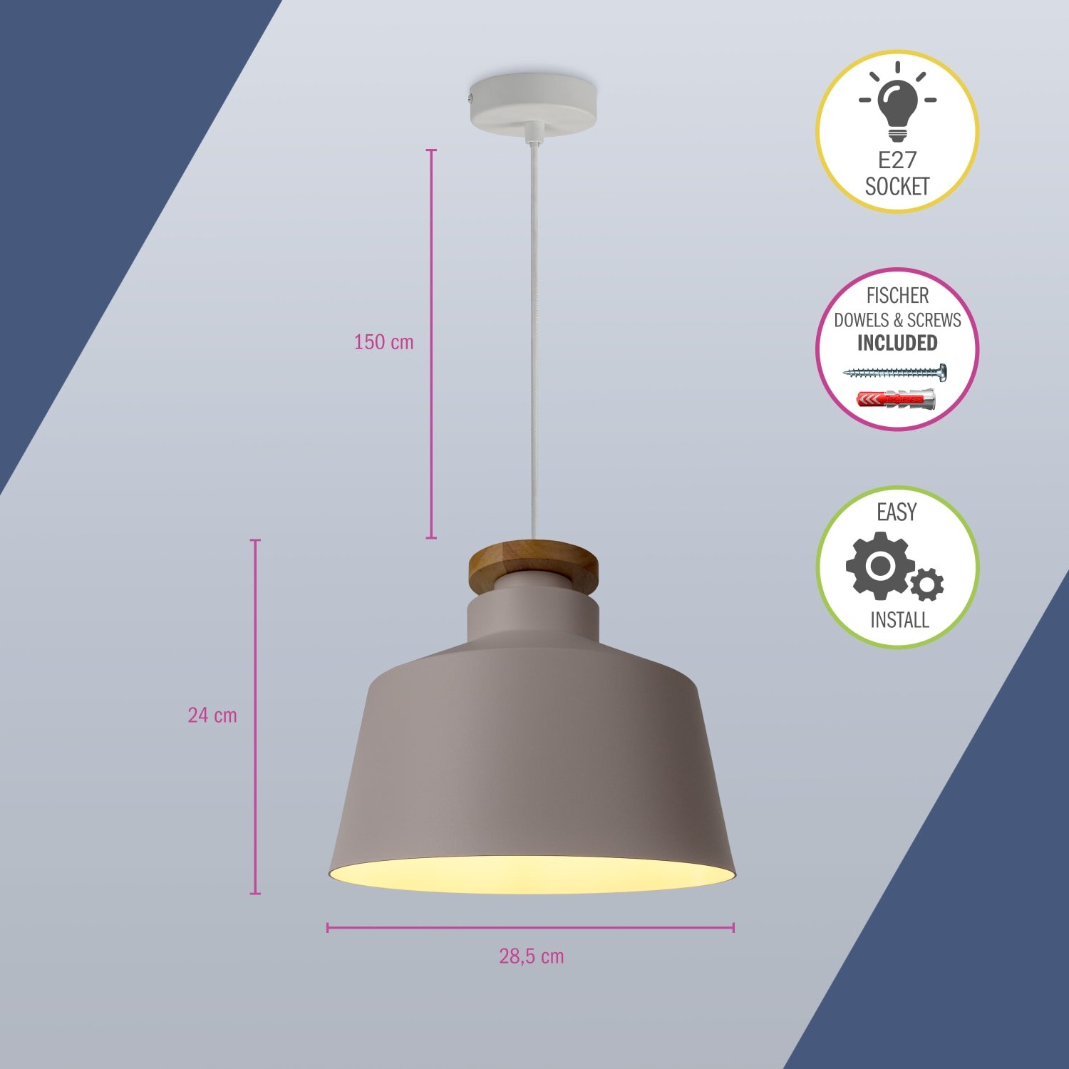 teppich.pl Lampa wisząca Jace biały