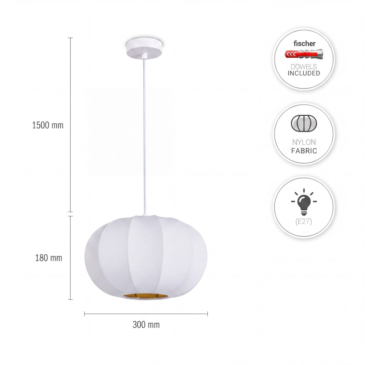 teppich.pl Lampa wisząca Klare biały