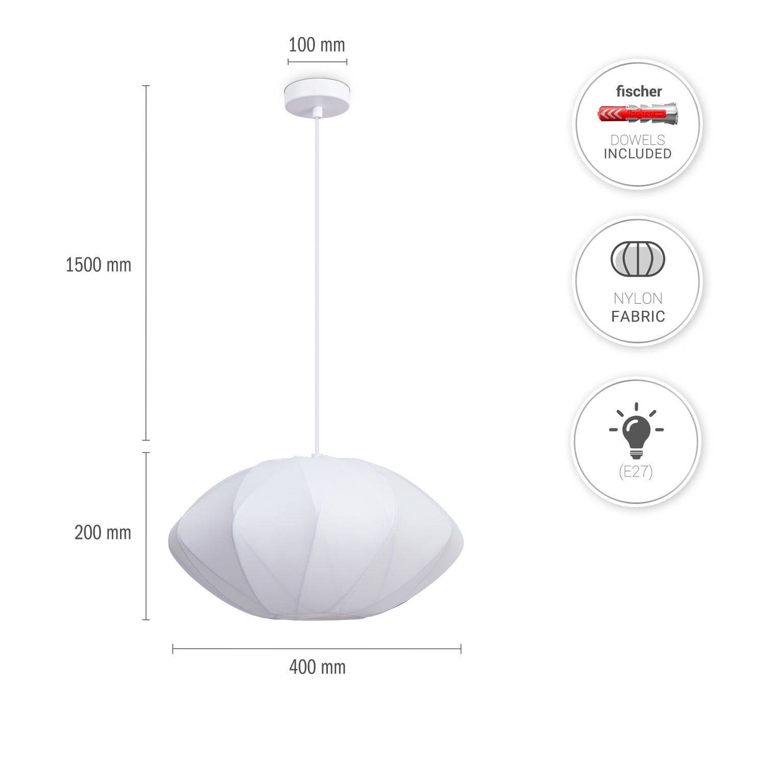teppich.pl Lampa wisząca Klare biały