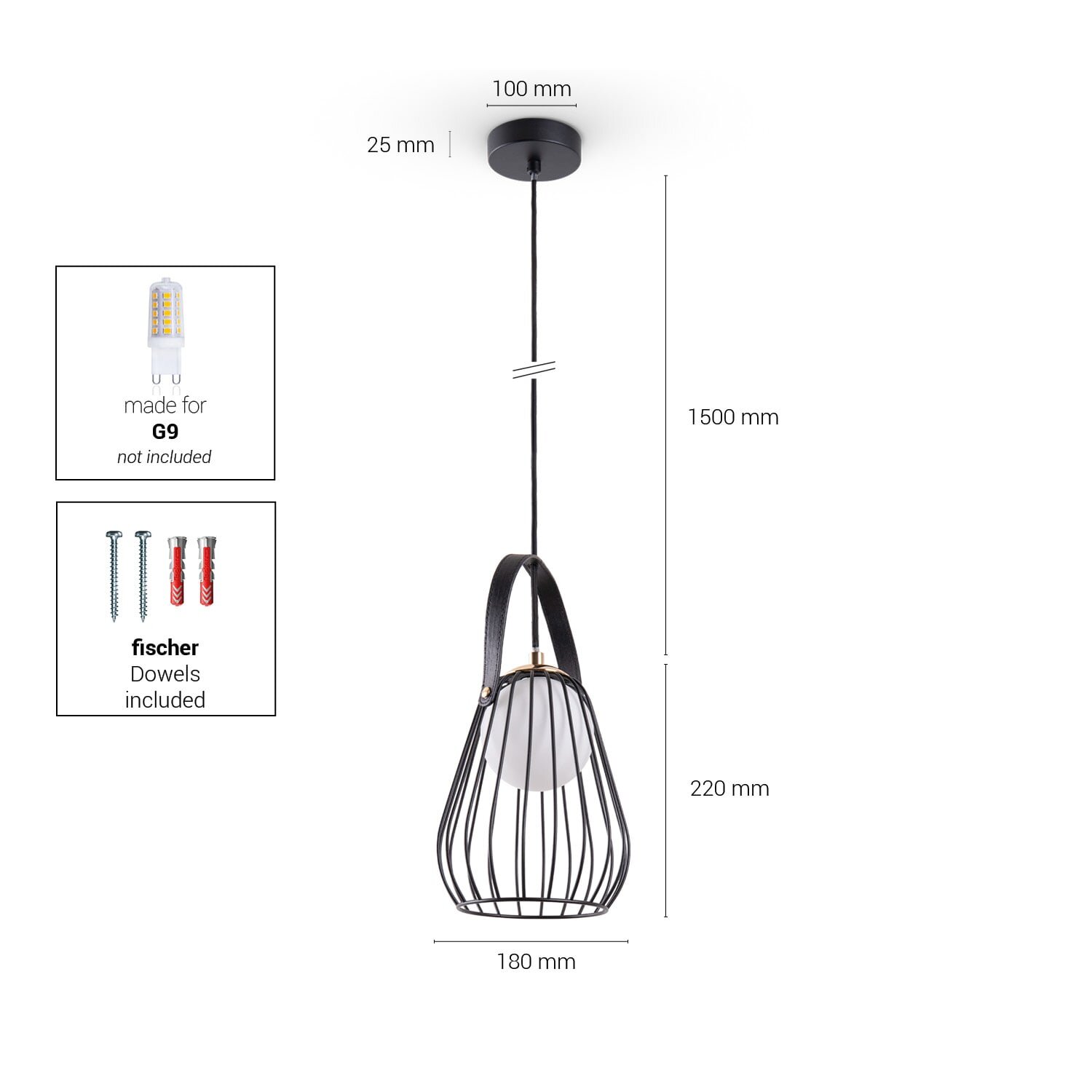 teppich.pl Lampa wisząca Rici czarny