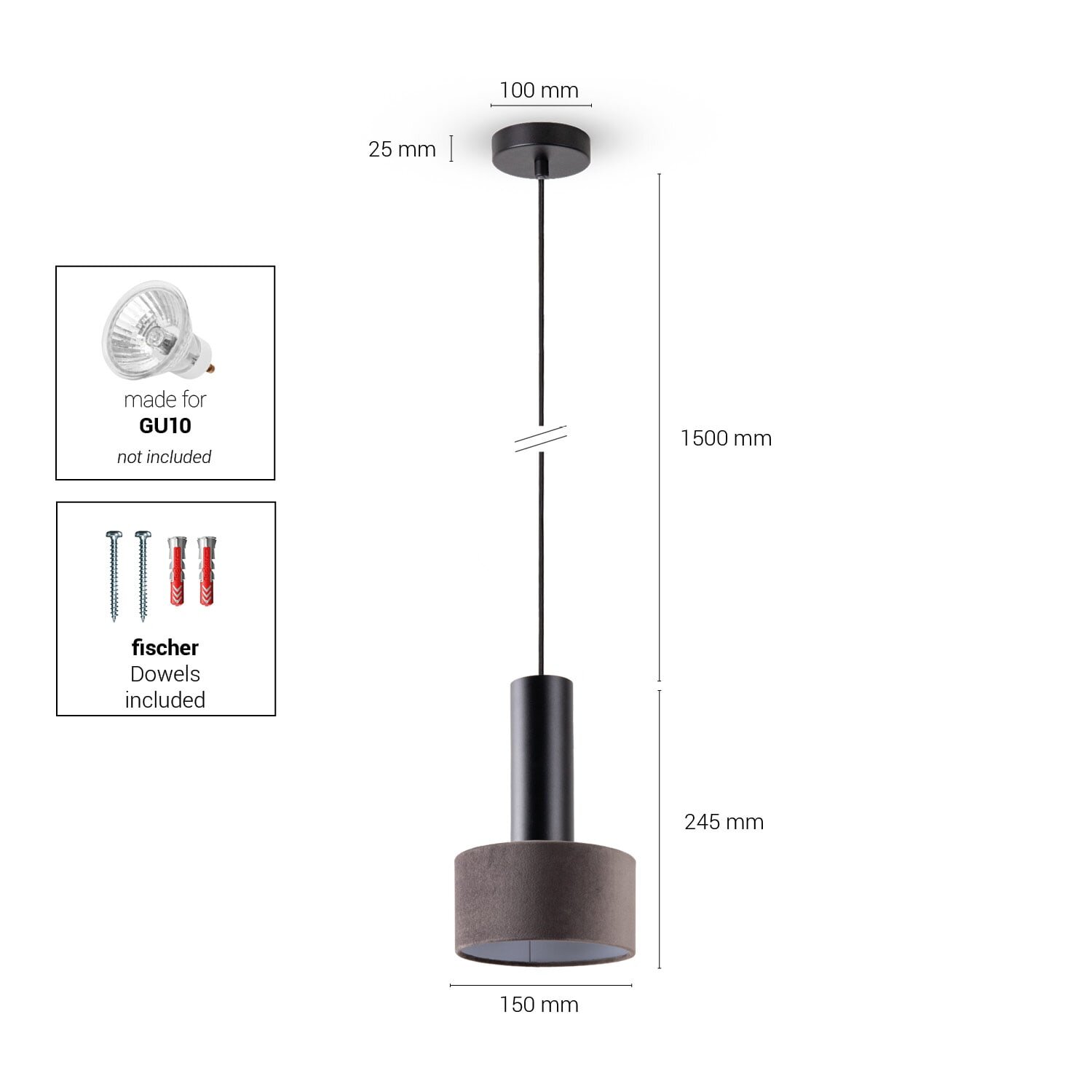 teppich.pl Lampa wisząca Venta ciemnoszary