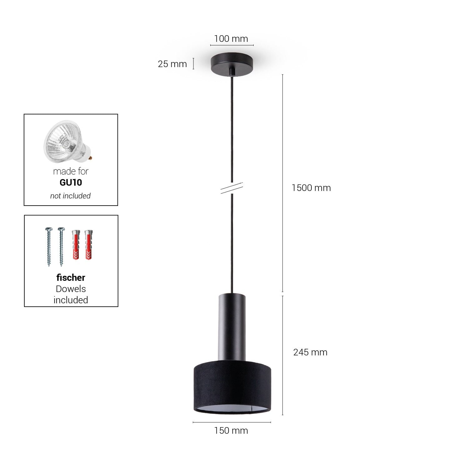 teppich.pl Lampa wisząca Venta czarny