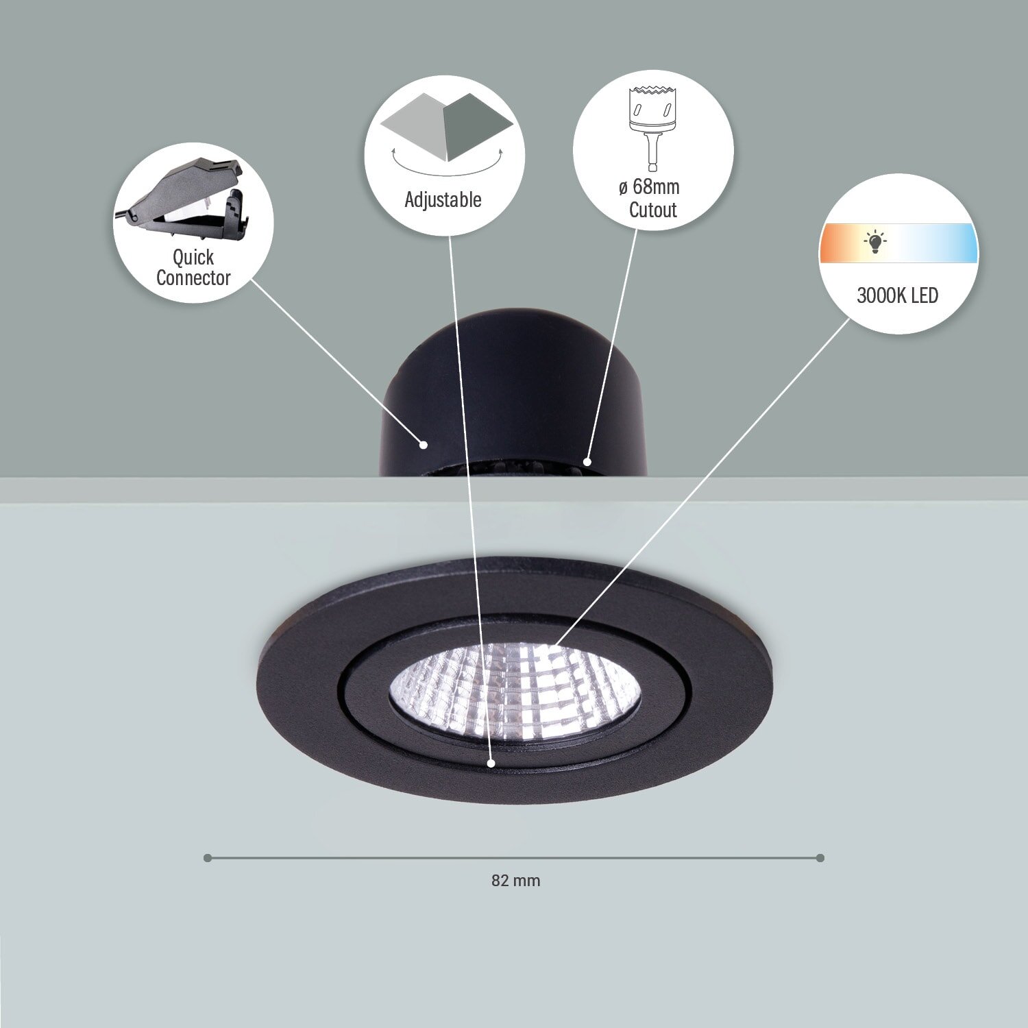 teppich.pl LED-Oprawa sufitowa wpuszczana Elva czarny