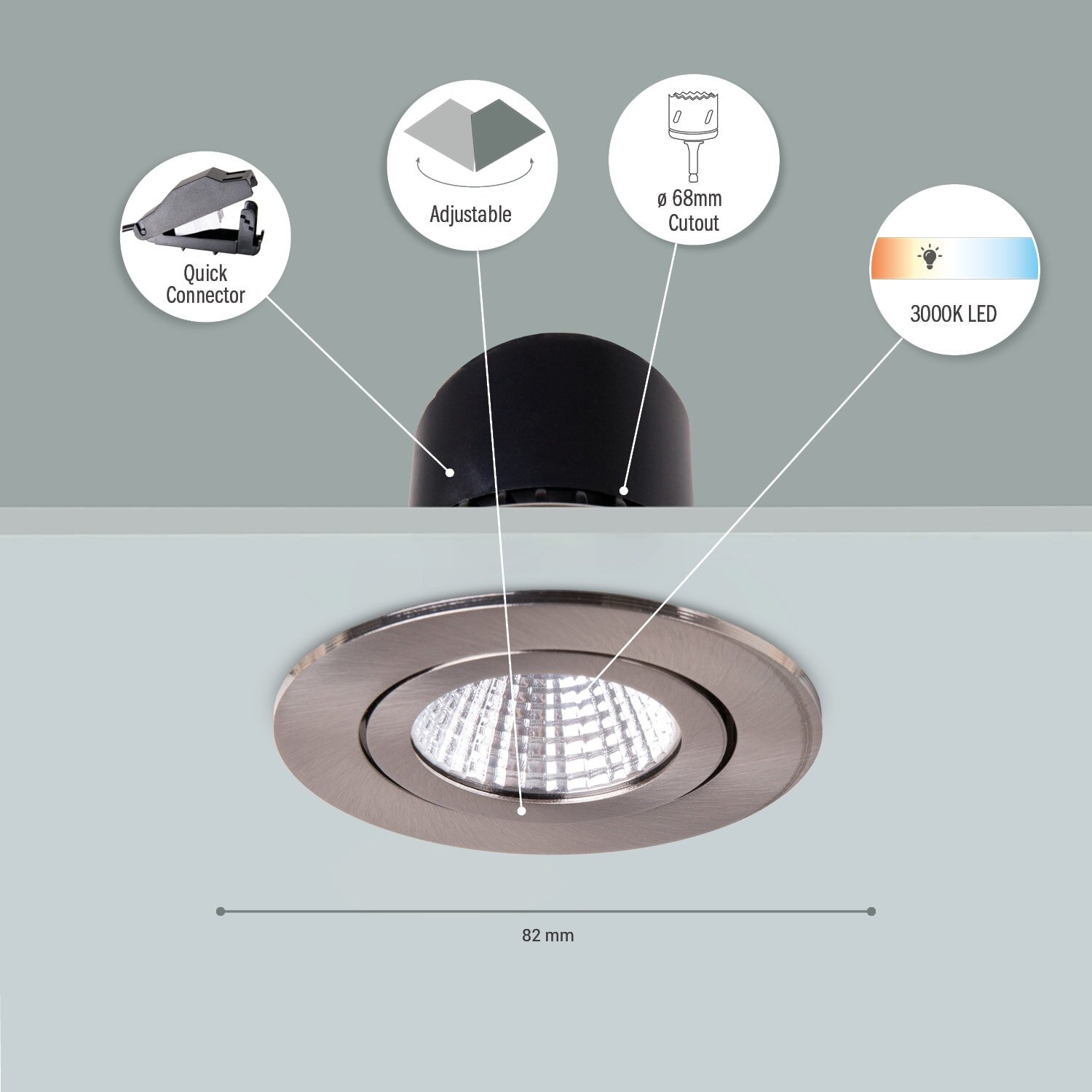 teppich.pl LED-Oprawa sufitowa wpuszczana Elva nikiel
