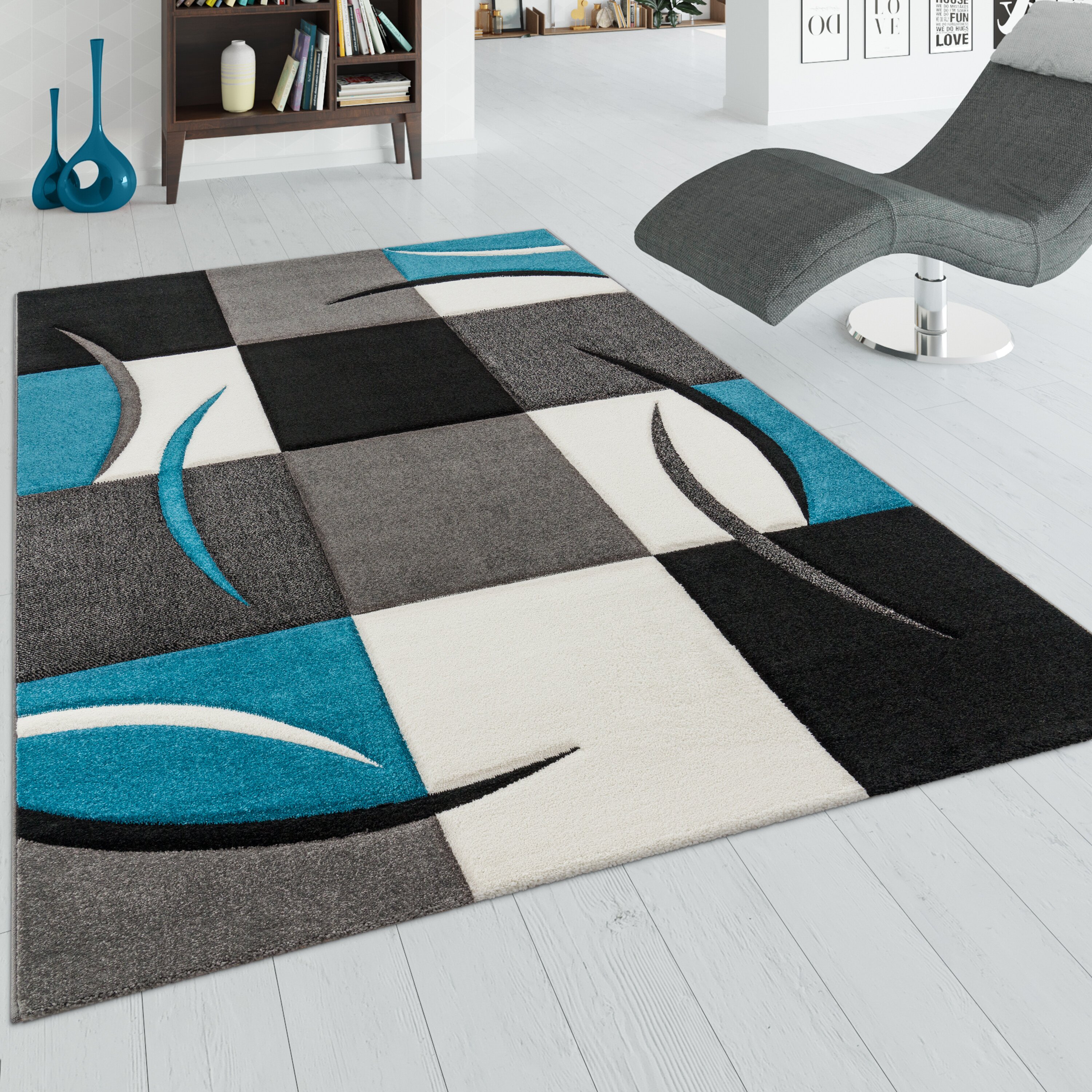 teppich.pl Nowoczesny dywan Diamora turkusowy 300x400 cm