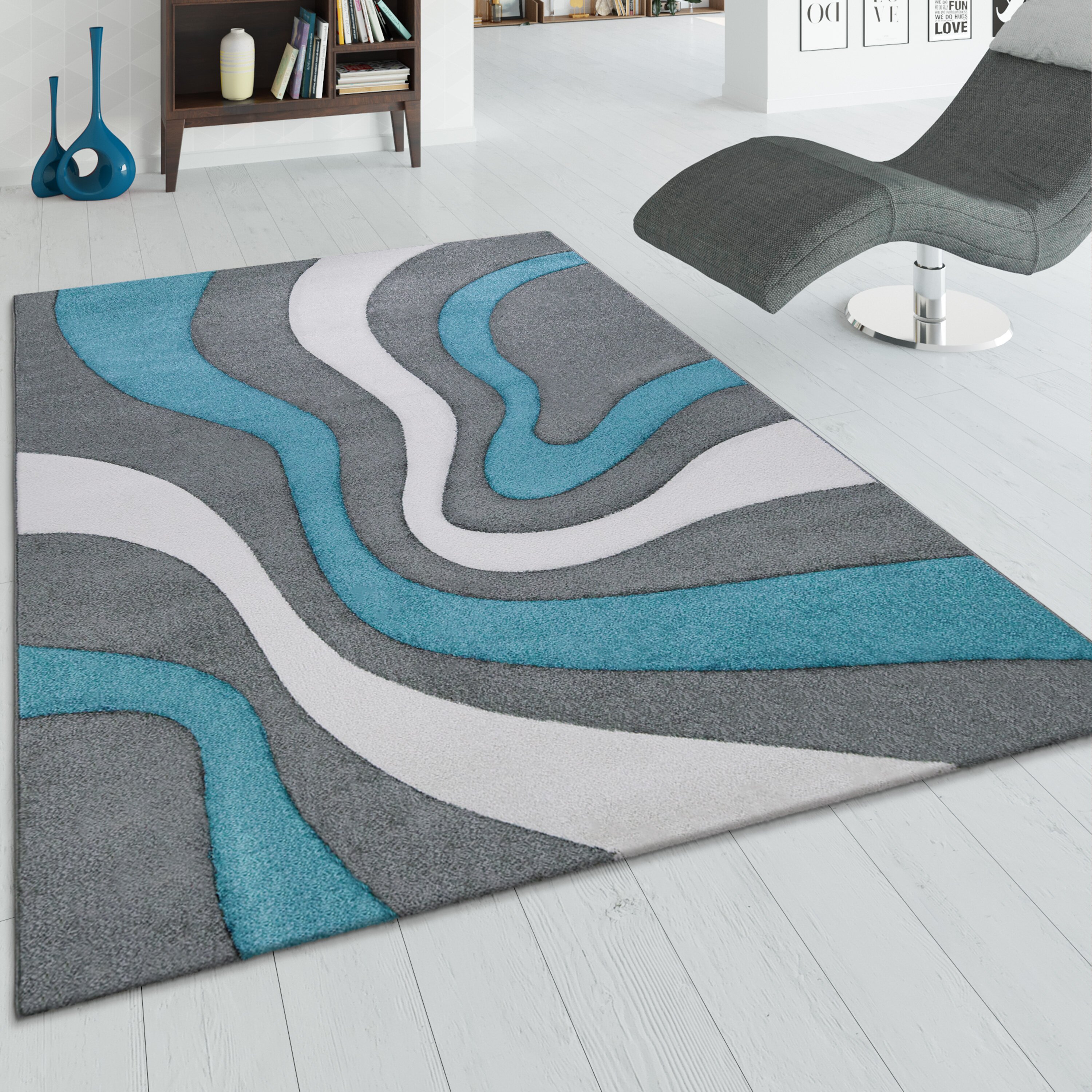 teppich.pl Nowoczesny dywan Diamora turkusowy 80x300 cm