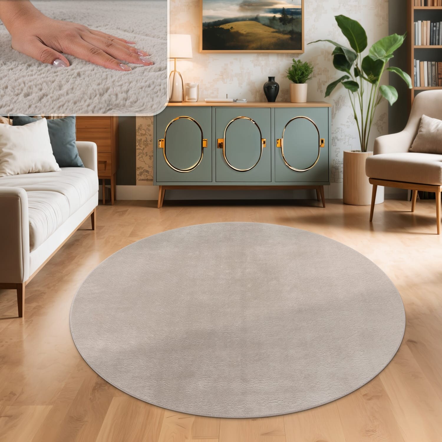 teppich.pl Puszysty dywan Solina beżowy 100 cm okrągły