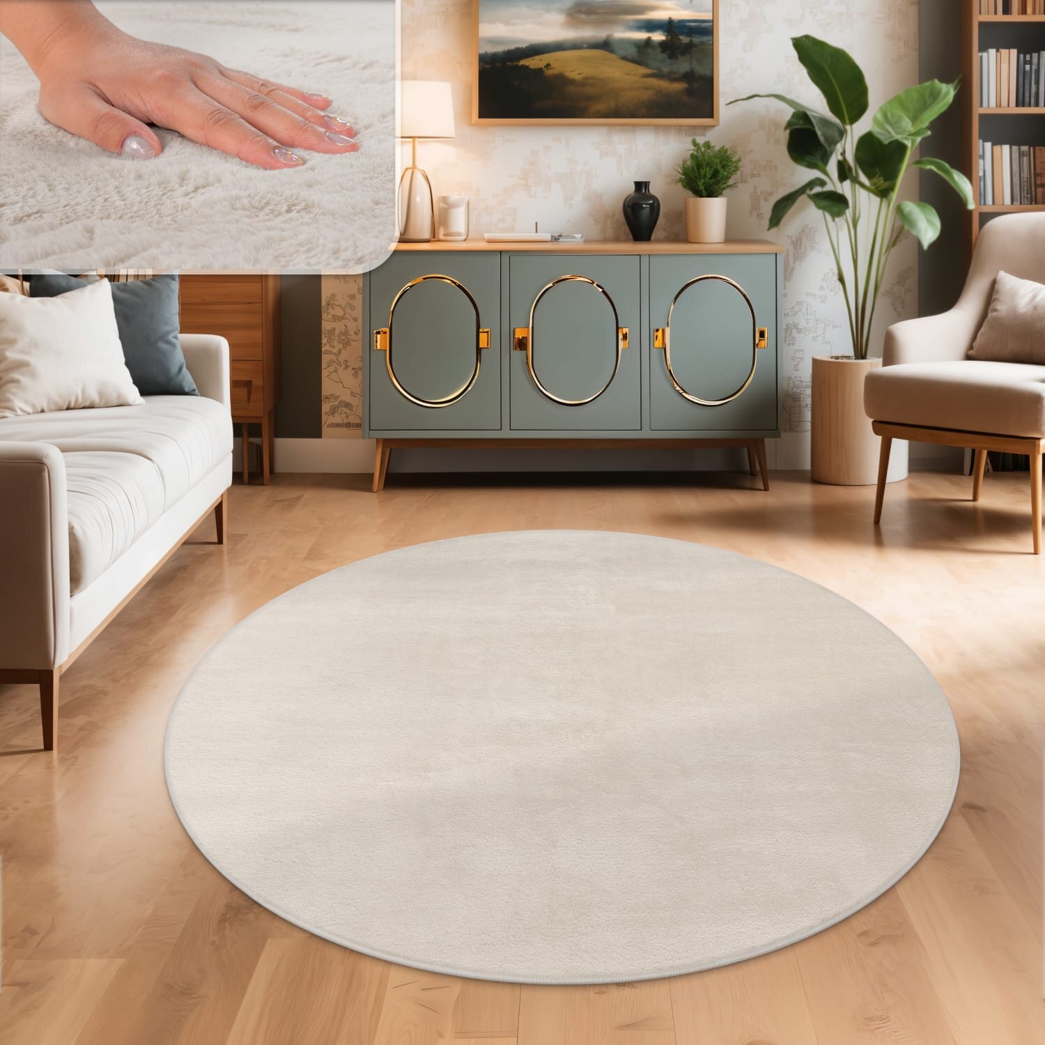 teppich.pl Puszysty dywan Solina krem 120 cm okrągły