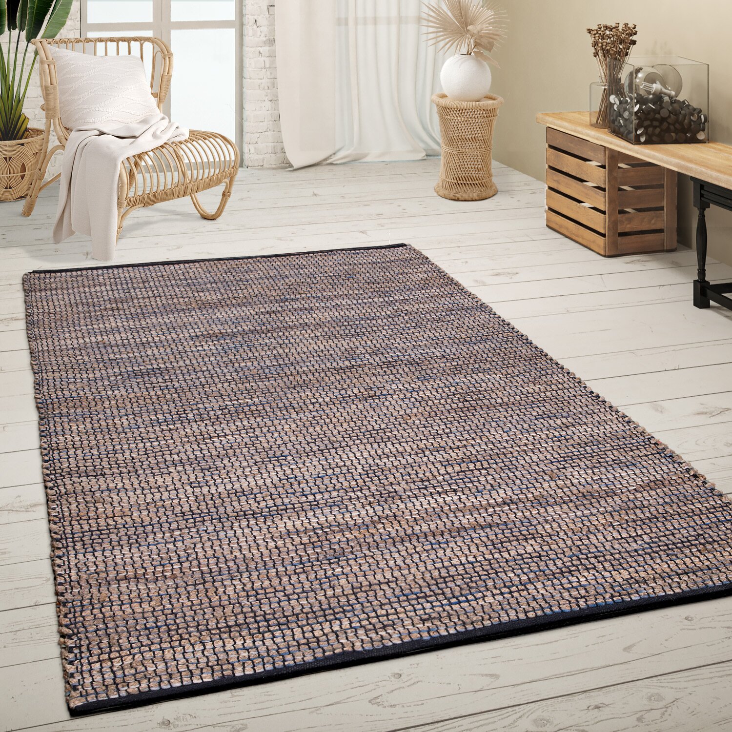 teppich.pl Ręcznie tkany dywan Orkide niebieski 200x290 cm